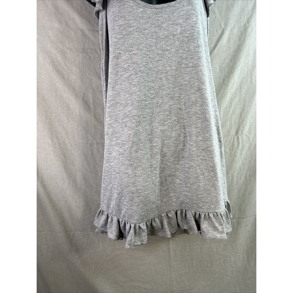 SHEIN Curve Gray Ruffle Hem Tunic‎ Dress | Flutter Sleeve Scoop Neck Mini - Picture 4 of 15